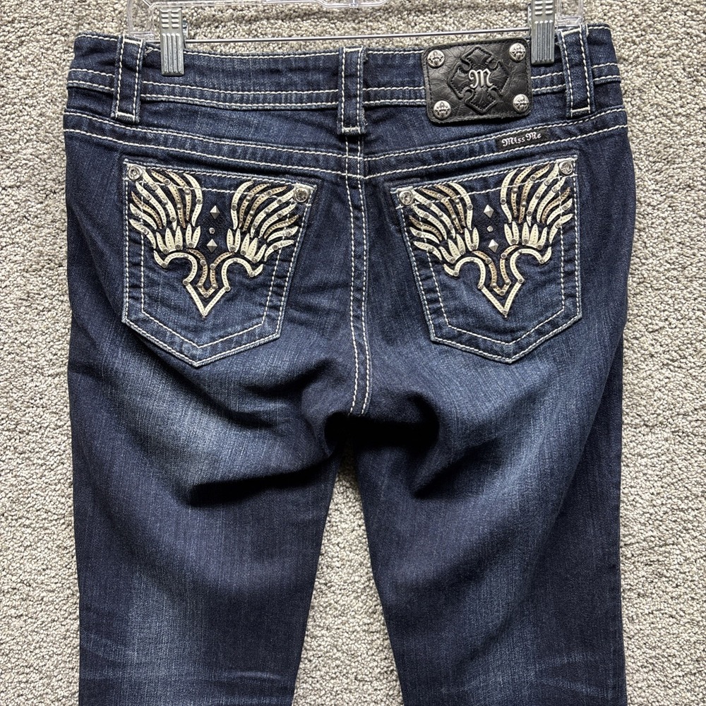 Miss Me Boot Jeans Womens 30 (32x33) Angel Wings‎ Embellished Rhinestone Flare